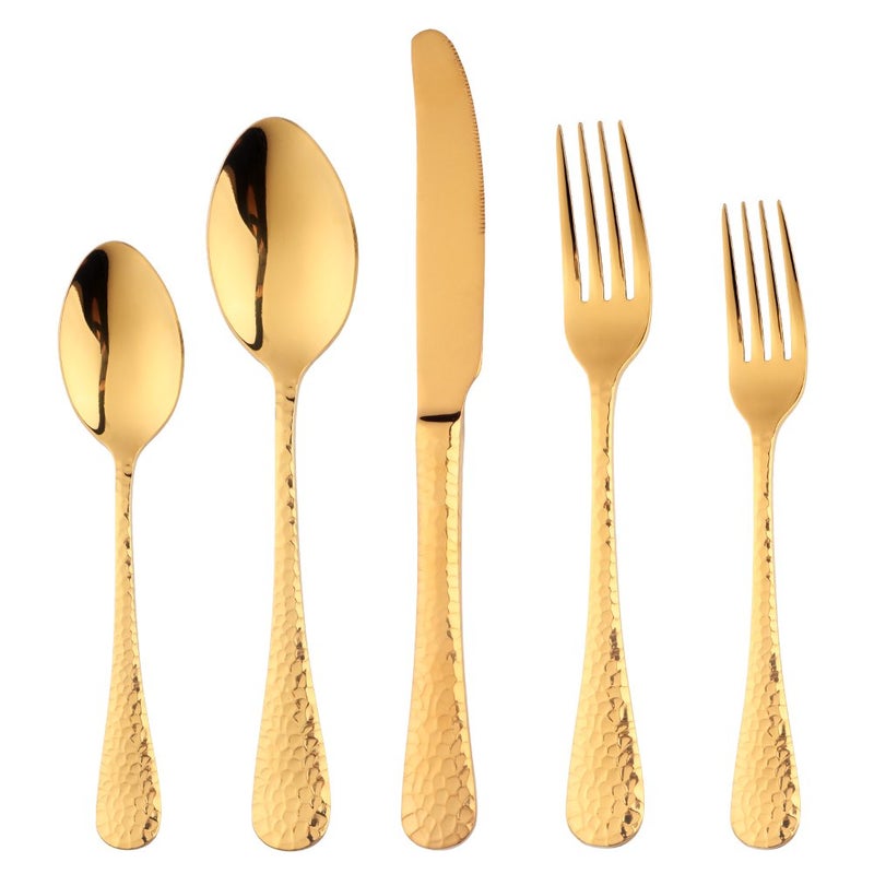 Bisda 20-Piece Gold Plated-Flatware Silverware Set, Bisda Stainless Steel Cutlery Sets, Multipurpose Use for Home, Kitchen, Restaurant, Hotel Tableware Utensil Service for 4 - Image 1